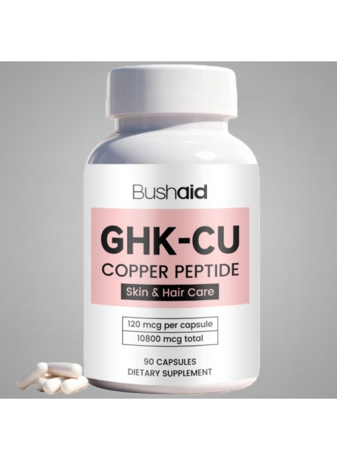 بوشيد كبسولات GHK-CU النحاسية، 90 كبسولة، لتعزيز جذور الشعر، تحسين مرونة البشرة، وتوفير دعم إصلاح مكثف للبشرة والشعر. - Image 1